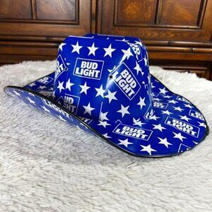 Bud Light Blue White Coated Board Unisex Western Cowboy Hat